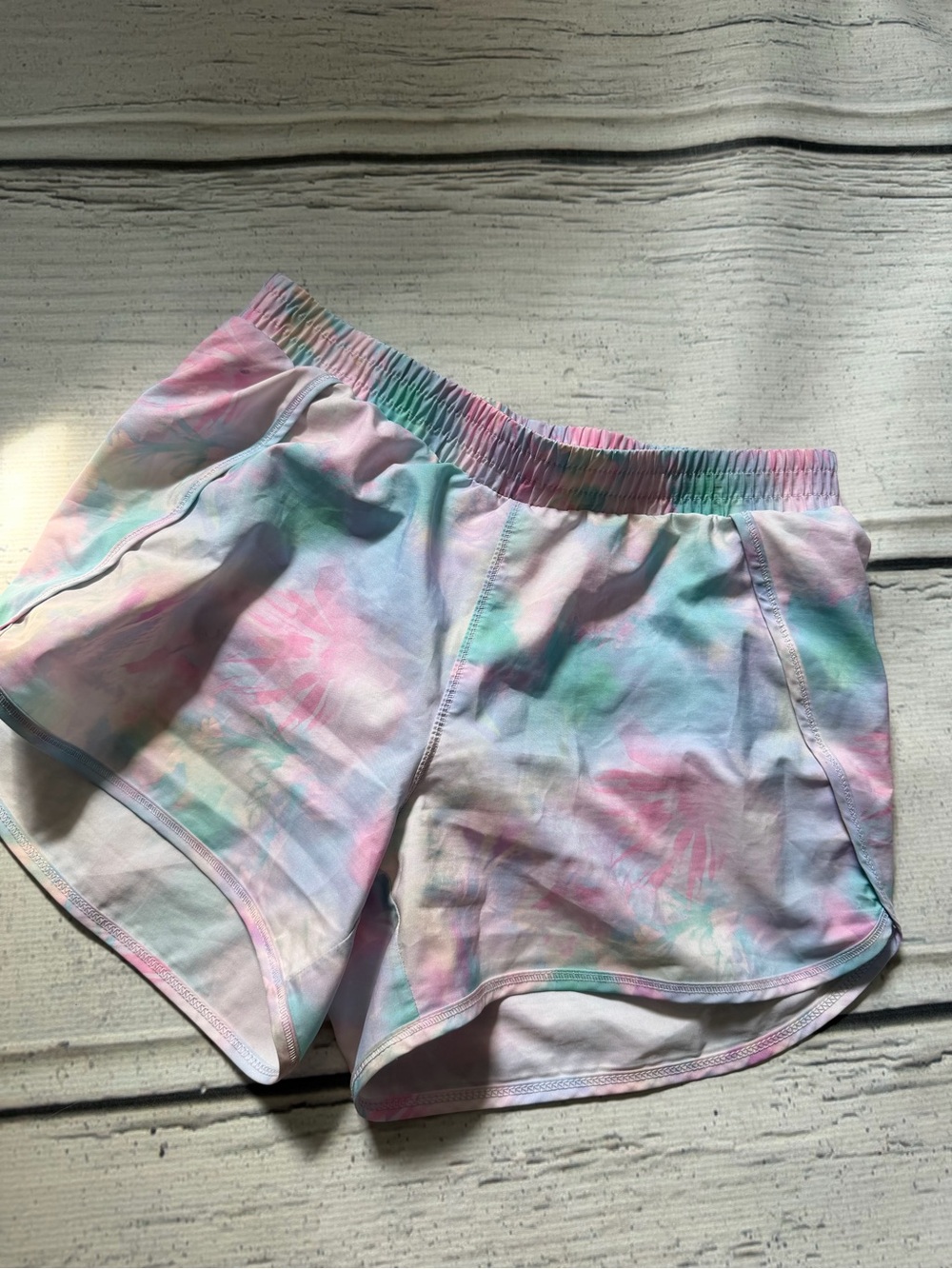 Girls Pastel Tie-Dye Athletic Shorts - Pink/Blue/Green